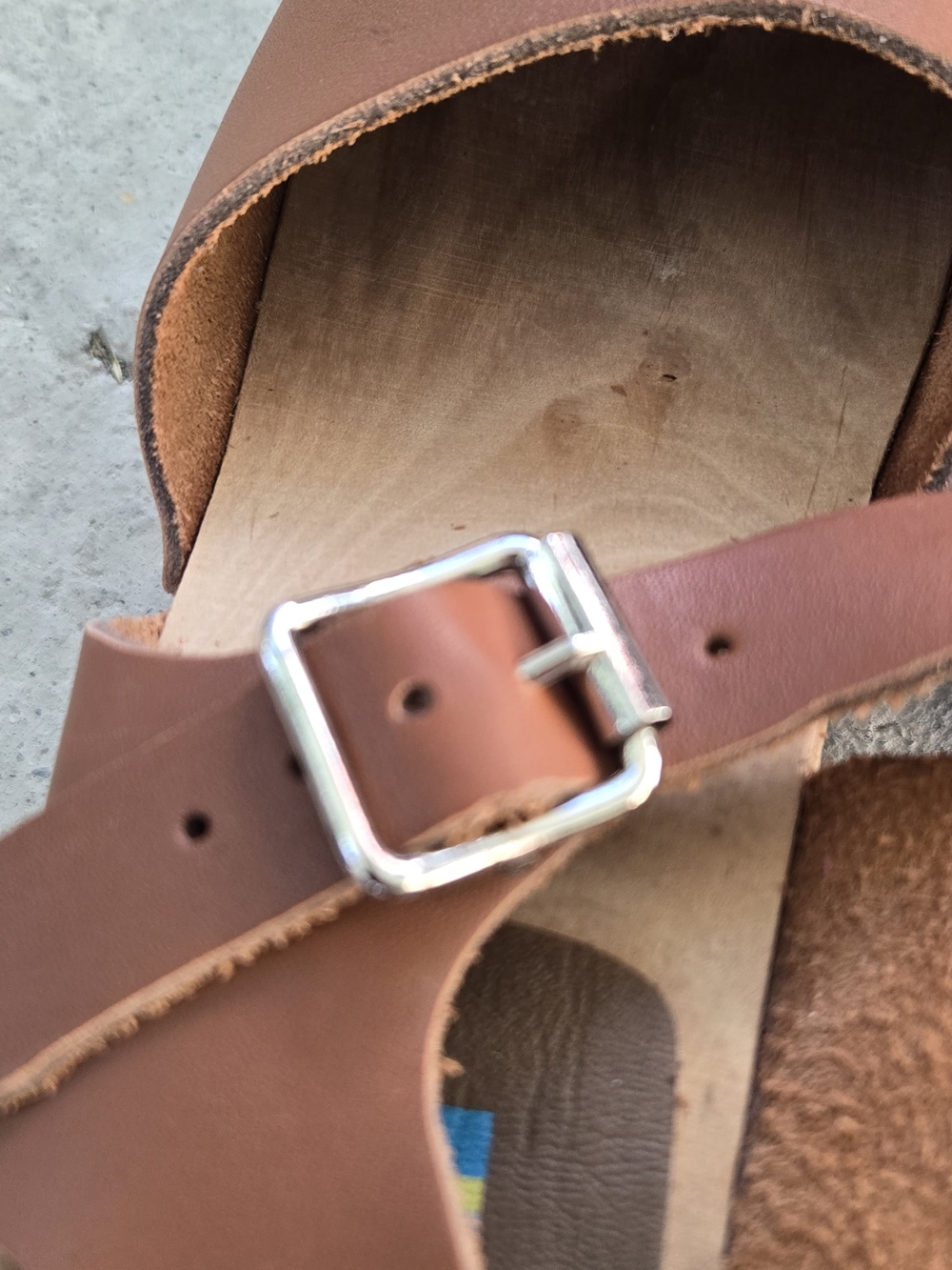 MIA Chestnut Brown Leather Clog Sandals with Buckle Strap - Picture 9 of 9